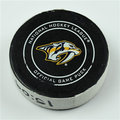 Blake Comeau - Colorado Avalanche - Goal Puck - April 12, 2018 vs. Nsh. Predators (Predators Logo) - 2018 Stanley Cup Playoffs - Round 1 Game 1