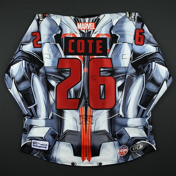 Vytal Cote - Adirondack Thunder - 2017-18 MARVEL Super Hero Night - Game-Worn Autographed Jersey