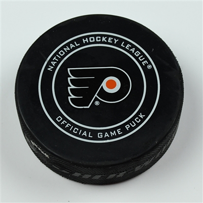Sean Couturier - Philadelphia Flyers - Goal Puck (1st of Hat Trick) - April 22, 2018 vs. Pitt. Penguins (Flyers Logo) - 2018 Stanley Cup Playoffs - Round 1 Game 6
