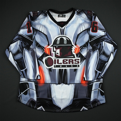 Dan DeSalvo - Tulsa Oilers - 2017-18 MARVEL Ultron Super Hero Night - Game-Worn Autographed 1st Period Only Jersey