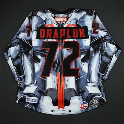 Eric Drapluk - Tulsa Oilers - 2017-18 MARVEL Ultron Super Hero Night - Game-Worn Autographed 1st Period Only Jersey
