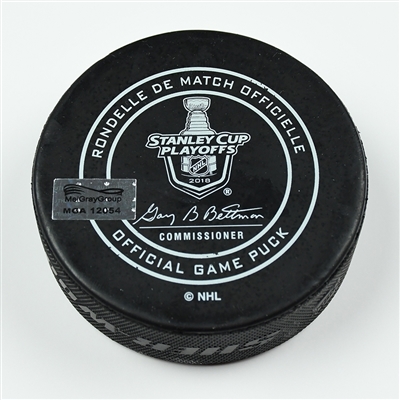 Lars Eller - Washington Capitals - Goal Puck - April 23, 2018 vs. Clb. Blue Jackets (Blue Jackets Logo) - 2018 Stanley Cup Playoffs - Round 1 Game 6