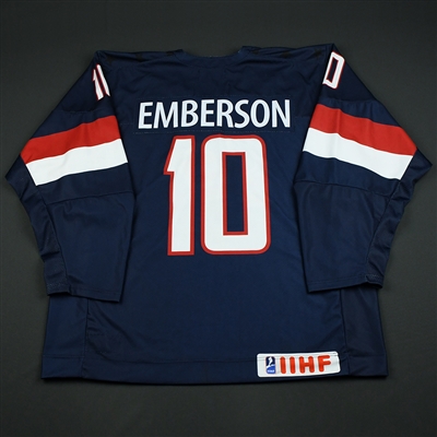 Ty Emberson - 2018 U.S. National Under-18 IIHF Men's World Championship - Game-Worn Blue Jersey