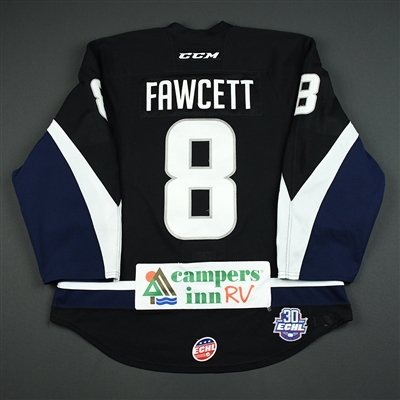 Tyson Fawcett - Jacksonville Icemen - 2017-18 Regular Season Game-Worn Black Jersey 