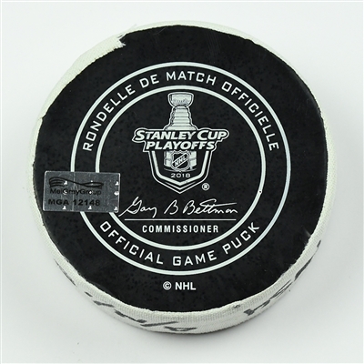 Kevin Fiala - Nashville Predators - Goal Puck - April 14, 2018 vs. Col. Avalanche (Predators Logo) - 2018 Stanley Cup Playoffs - Round 1 Game 2