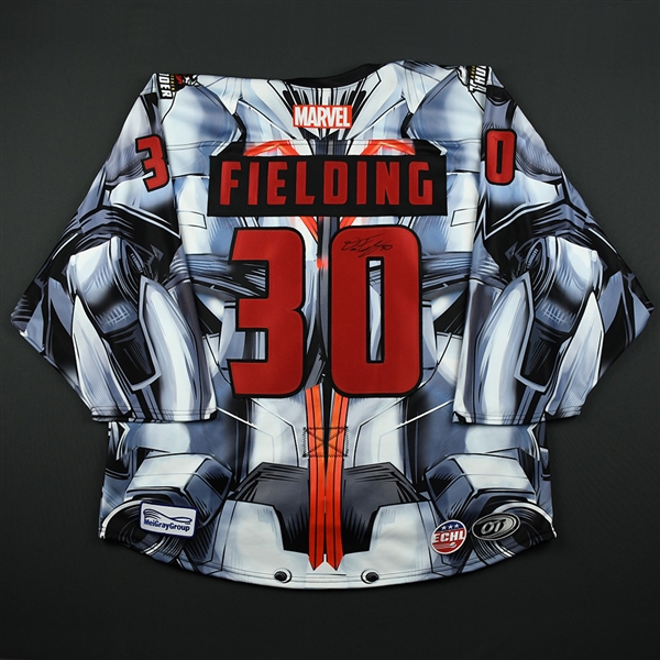 Drew Fielding - Adirondack Thunder - 2017-18 MARVEL Super Hero Night - Game-Worn Autographed Jersey