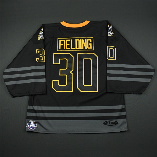 Drew Fielding - Adirondack Thunder - 2018 Golden Goalie - Game-Worn Autographed Back-Up Only Jersey - Worn Feb. 25, 2018 & Mar. 9, 2018