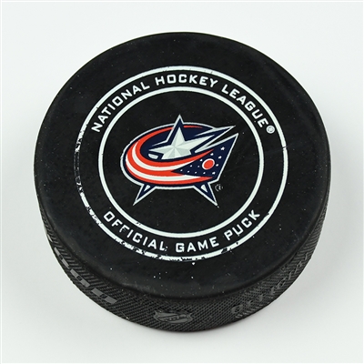 Nick Foligno - Columbus Blue Jackets - Goal Puck - April 23, 2018 vs. Wash. Capitals (Capitals Logo) - 2018 Stanley Cup Playoffs - Round 1 Game 6