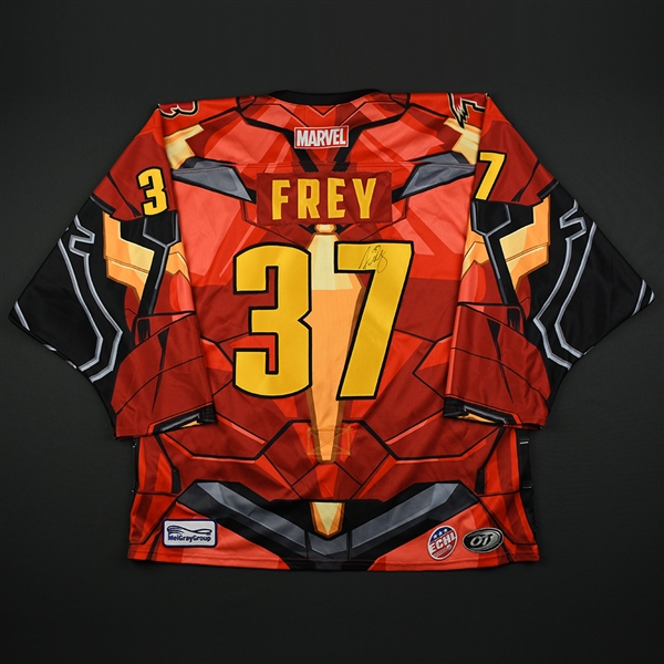 Christian Frey - Rapid City Rush - 2017-18 MARVEL Super Hero Night - Game-Worn Autographed Jersey 