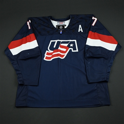 Jonathan Gruden - 2018 U.S. National Under-18 IIHF Mens World Championship - Game-Worn Blue Jersey w/A