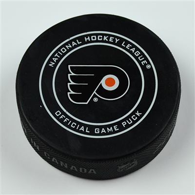 Jake Guentzel - Pittsburgh Penguins - Goal Puck (1st of 4 Goals) - April 22, 2018 vs. Phi. Flyers (Flyers Logo) - 2018 Stanley Cup Playoffs - Round 1 Game 6