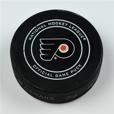 Jake Guentzel - Pittsburgh Penguins - Goal Puck (3rd of 4 Goals) - April 22, 2018 vs. Phi. Flyers (Flyers Logo) - 2018 Stanley Cup Playoffs - Round 1 Game 6