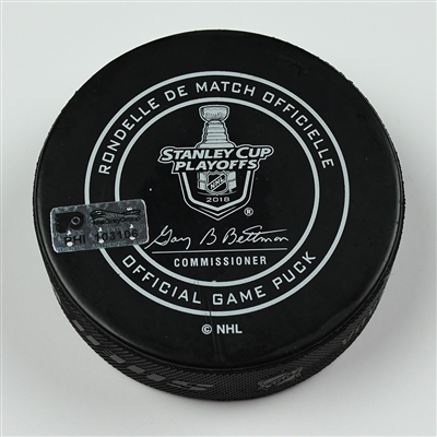 Jake Guentzel - Pittsburgh Penguins - Goal Puck (4th of 4 Goals) - April 22, 2018 vs. Phi. Flyers (Flyers Logo) - 2018 Stanley Cup Playoffs - Round 1 Game 6