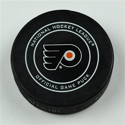 Carl Hagelin - Pittsburgh Penguins - Goal Puck - April 22, 2018 vs. Phi. Flyers (Flyers Logo) - 2018 Stanley Cup Playoffs - Round 1 Game 6