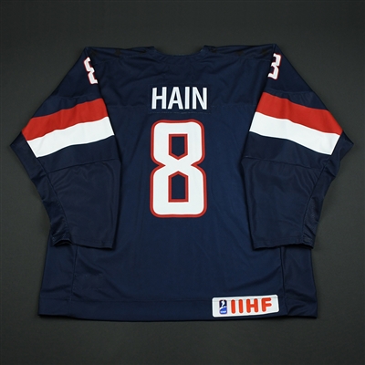 Gavin Hain - 2018 U.S. National Under-18 IIHF Men's World Championship - Game-Worn Blue Jersey