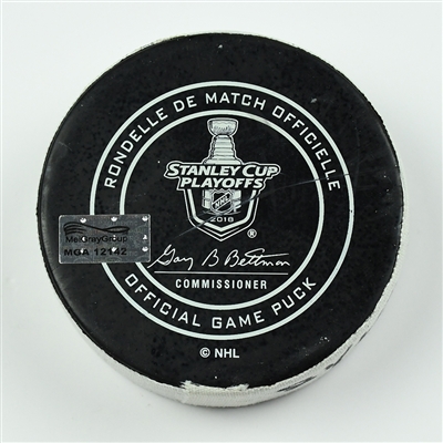 Ryan Hartman - Nashville Predators - Goal Puck - April 14, 2018 vs. Col. Avalanche (Predators Logo) - 2018 Stanley Cup Playoffs - Round 1 Game 2