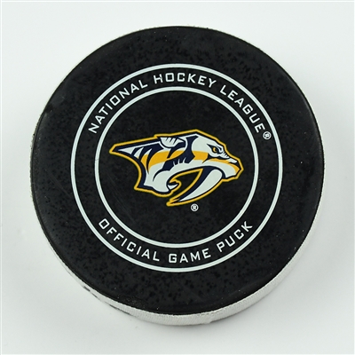 Ryan Hartman - Nashville Predators - Goal Puck - April 14, 2018 vs. Col. Avalanche (Predators Logo) - 2018 Stanley Cup Playoffs - Round 1 Game 2