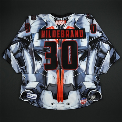 Jake Hildebrand - Tulsa Oilers - 2017-18 MARVEL Ultron Super Hero Night - Game-Issued Jersey