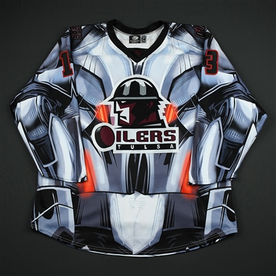 Dylan Hubbs - Tulsa Oilers - 2017-18 MARVEL Ultron Super Hero Night - Game-Worn Autographed 1st Period Only Jersey