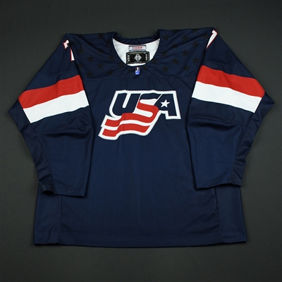 Trevor Janicke - 2018 U.S. National Under-18 IIHF Mens World Championship - Game-Worn Blue Jersey w/A