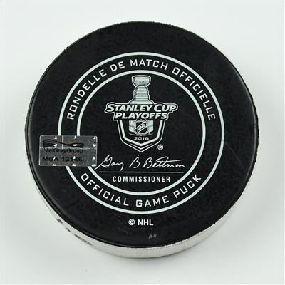 Ryan Johansen - Nashville Predators - Goal Puck - April 14, 2018 vs. Col. Avalanche (Predators Logo) - 2018 Stanley Cup Playoffs - Round 1 Game 2