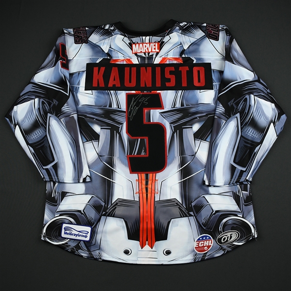 Steven Kaunisto - Tulsa Oilers - 2017-18 MARVEL Ultron Super Hero Night - Game-Worn Autographed 1st Period Only Jersey