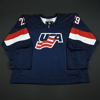 Spencer Knight - 2018 U.S. National Under-18 IIHF Mens World Championship - Game-Worn Blue Jersey