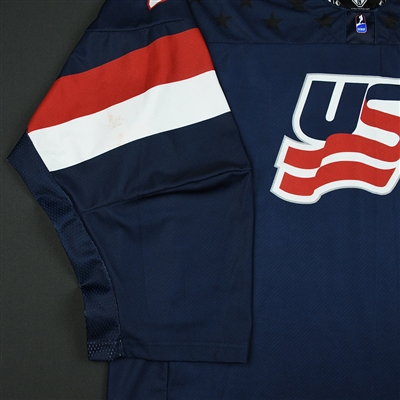Spencer Knight - 2018 U.S. National Under-18 IIHF Men's World Championship - Game-Worn Blue Jersey