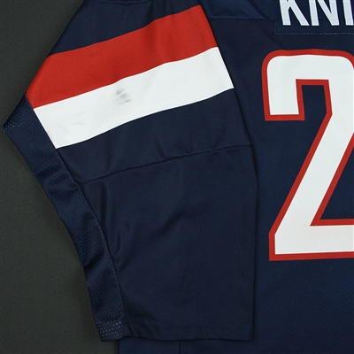 Spencer Knight - 2018 U.S. National Under-18 IIHF Men's World Championship - Game-Worn Blue Jersey