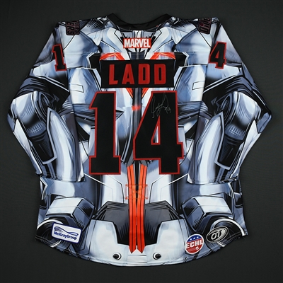 Garrett Ladd - Tulsa Oilers - 2017-18 MARVEL Ultron Super Hero Night - Game-Worn Autographed 1st Period Only Jersey