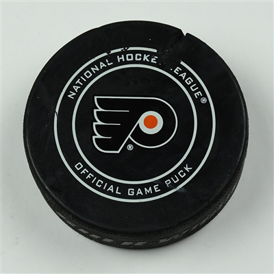 Scott Laughton - Philadelphia Flyers - Goal Puck - April 22, 2018 vs. Pitt. Penguins (Flyers Logo) - 2018 Stanley Cup Playoffs - Round 1 Game 6
