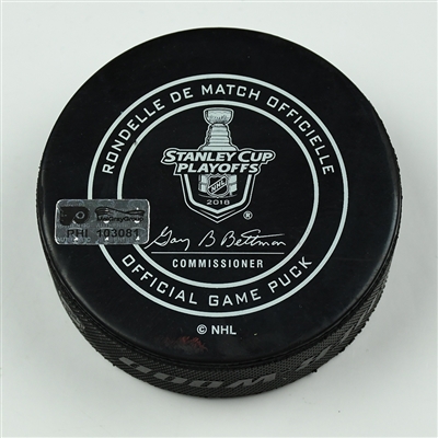Kris Letang - Pittsburgh Penguins - Goal Puck - April 17, 2018 vs. Phi. Flyers (Flyers Logo) - 2018 Stanley Cup Playoffs - Round 1 Game 4