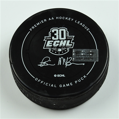 Stephen MacAulay - Florida Everblades - 2018 Kelly Cup Finals - Goal Puck - Game 2 - Goal #6