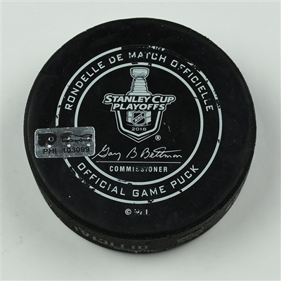 Andrew MacDonald - Philadelphia Flyers - Goal Puck - April 22, 2018 vs. Pitt. Penguins (Flyers Logo) - 2018 Stanley Cup Playoffs - Round 1 Game 6