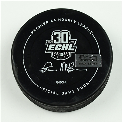 John McCarron - Florida Everblades - 2018 Kelly Cup Finals - Goal Puck - Game 3 - Goal #6