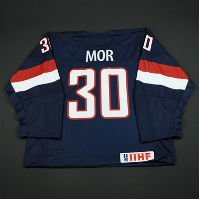 Jonathan Mor - 2018 U.S. National Under-18 IIHF Men's World Championship - Game-Issued Blue Jersey