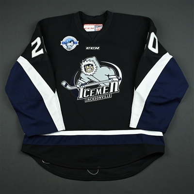 #20 No Name on Back - Jacksonville Icemen - 2017-18 Regular Season Game-Issued Black Jersey 