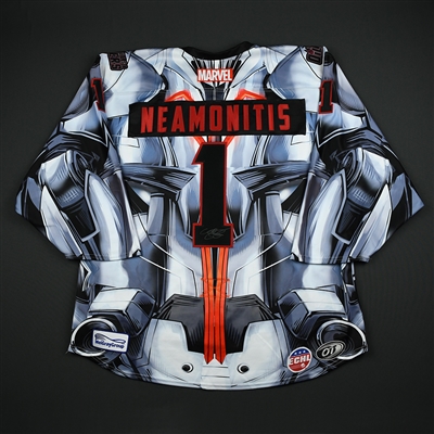 Jordan Neamonitis - Tulsa Oilers - 2017-18 MARVEL Ultron Super Hero Night - Game-Worn Autographed 1st Period Only Jersey