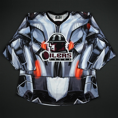 Jordan Neamonitis - Tulsa Oilers - 2017-18 MARVEL Ultron Super Hero Night - Game-Worn Autographed 1st Period Only Jersey