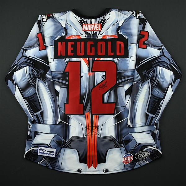 Evan Neugold - Adirondack Thunder - 2017-18 MARVEL Super Hero Night - Game-Worn Autographed Jersey