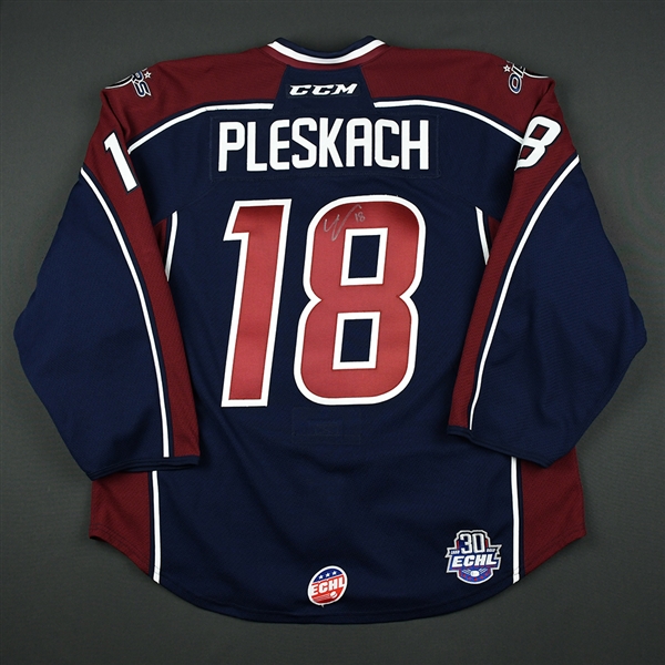 Adam Pleskach - Tulsa Oilers - 2018 Fantasy Team Skater - Game-Worn Autographed Jersey w/C - Worn Feb. 24, 2018