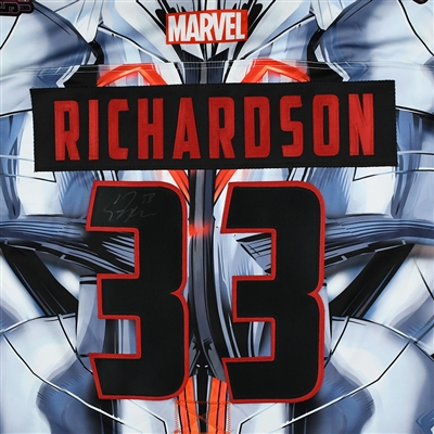 Evan Richardson - Tulsa Oilers - 2017-18 MARVEL Ultron Super Hero Night - Game-Worn Autographed 1st Period Only Jersey