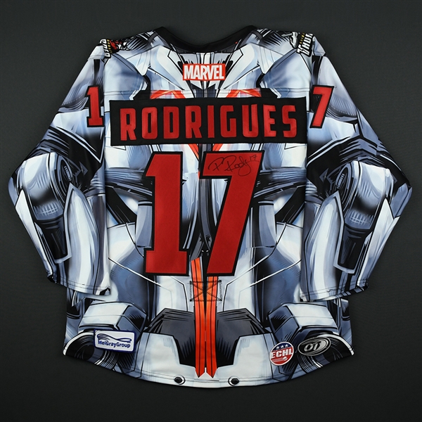 Paul Rodrigues - Adirondack Thunder - 2017-18 MARVEL Super Hero Night - Game-Worn Autographed Jersey