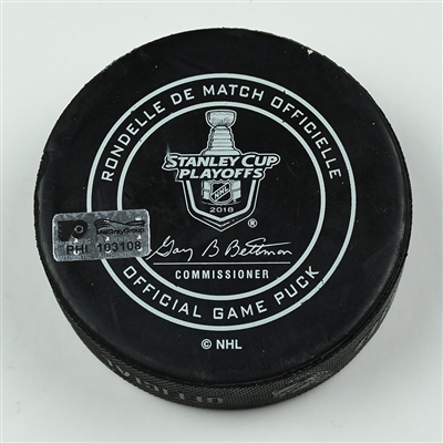 Bryan Rust - Pittsburgh Penguins - Goal Puck - April 22, 2018 vs. Phi. Flyers (Flyers Logo) - 2018 Stanley Cup Playoffs - Round 1 Game 6