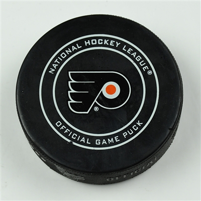 Bryan Rust - Pittsburgh Penguins - Goal Puck - April 22, 2018 vs. Phi. Flyers (Flyers Logo) - 2018 Stanley Cup Playoffs - Round 1 Game 6