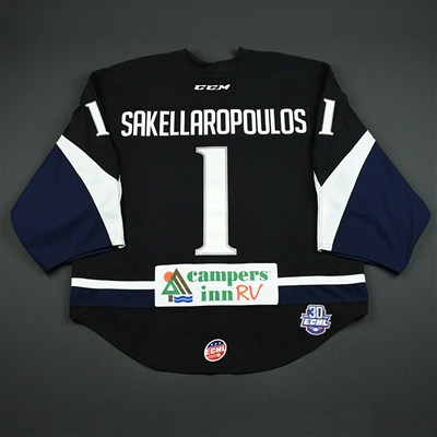 Alex Sakellaropoulos - Jacksonville Icemen - 2017-18 Regular Season Game-Worn Black Jersey 