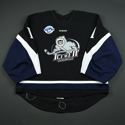 Alex Sakellaropoulos - Jacksonville Icemen - 2017-18 Regular Season Game-Worn Black Jersey 