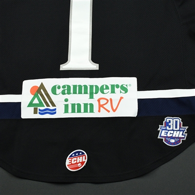 Alex Sakellaropoulos - Jacksonville Icemen - 2017-18 Regular Season Game-Worn Black Jersey 