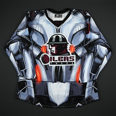 Charlie Sampair - Tulsa Oilers - 2017-18 MARVEL Ultron Super Hero Night - Game-Worn Autographed 1st Period Only Jersey