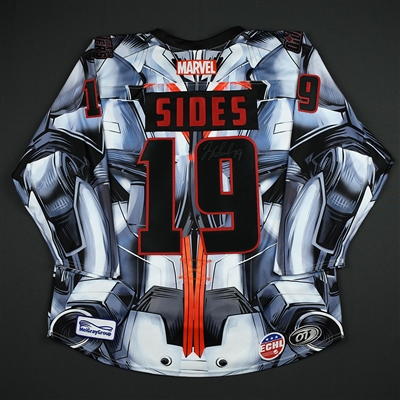 Joey Sides - Tulsa Oilers - 2017-18 MARVEL Ultron Super Hero Night - Game-Worn Autographed 1st Period Only Jersey w/A